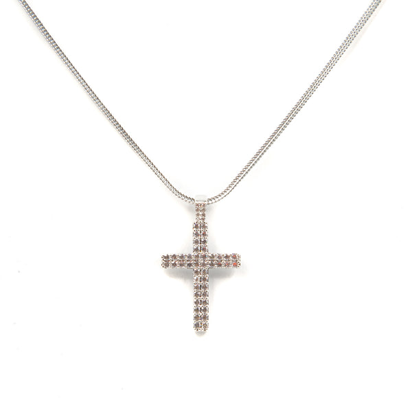 Silver Cross - Double Row Pendant