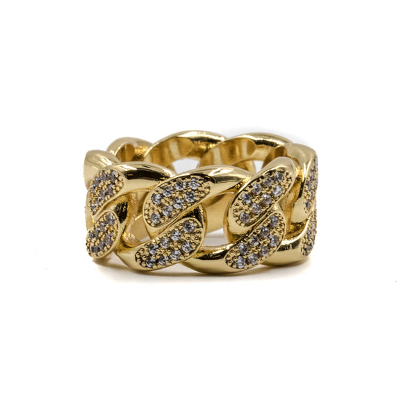 Studded Cuban Link Ring - 18K Gold Plated - ACCESSORIES, Golden Gilt, SNEAKER STUDIO, GOLDEN GILT, DESIGN BY TSS