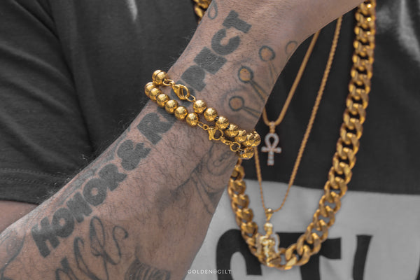 Beaded Moon Bracelet - 18k Gold Plated - ACCESSORIES, Golden Gilt, SNEAKER STUDIO, GOLDEN GILT, DESIGN BY TSS