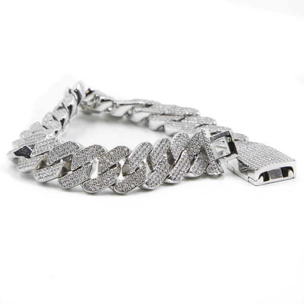 Studded Prong Set Cuban Link Bracelet - Silver - ACCESSORIES, Golden Gilt, SNEAKER STUDIO, GOLDEN GILT, DESIGN BY TSS