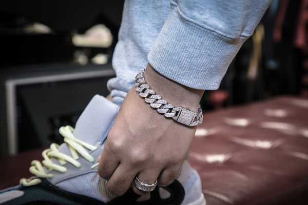 Studded Prong Set Cuban Link Bracelet - Silver - ACCESSORIES, Golden Gilt, SNEAKER STUDIO, GOLDEN GILT, DESIGN BY TSS