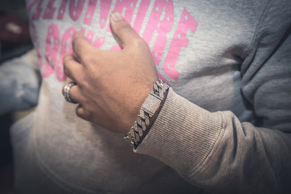 Studded Prong Set Cuban Link Bracelet - Silver - ACCESSORIES, Golden Gilt, SNEAKER STUDIO, GOLDEN GILT, DESIGN BY TSS
