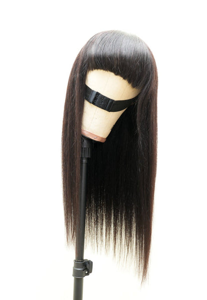 Onyx Wig- Throw and Go - Straight hair -  Beginner Friendly- No Glue No Lace- Natural Black - 180% Density - Bangs for easy install