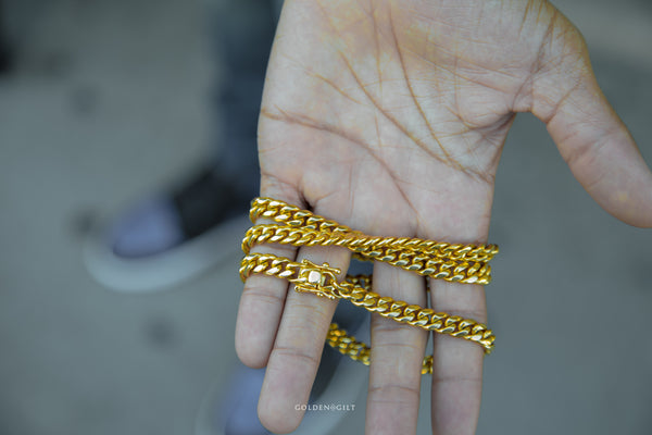 8mm Miami Cuban Link Necklace - ACCESSORIES, Golden Gilt, SNEAKER STUDIO, GOLDEN GILT, DESIGN BY TSS