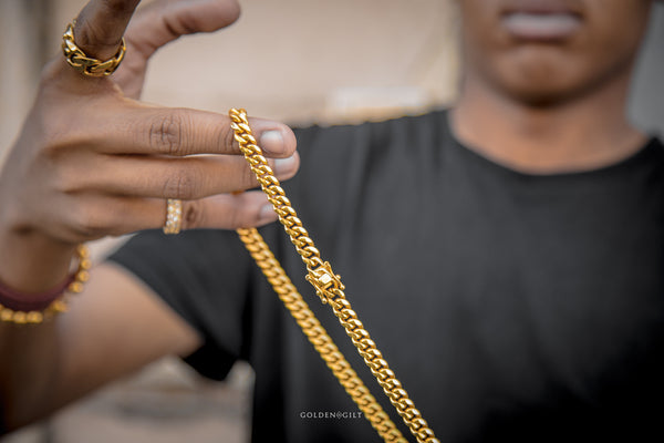 8mm Miami Cuban Link Necklace - ACCESSORIES, Golden Gilt, SNEAKER STUDIO, GOLDEN GILT, DESIGN BY TSS