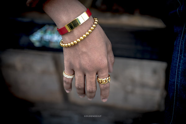 Beaded Moon Bracelet - 18k Gold Plated - ACCESSORIES, Golden Gilt, SNEAKER STUDIO, GOLDEN GILT, DESIGN BY TSS