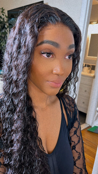 Date Night Curly Wig - 5x5 Closure HD Lace - Lightly Pre-plucked- 180% Density - 100% Human Hair - Invisible HD Lace